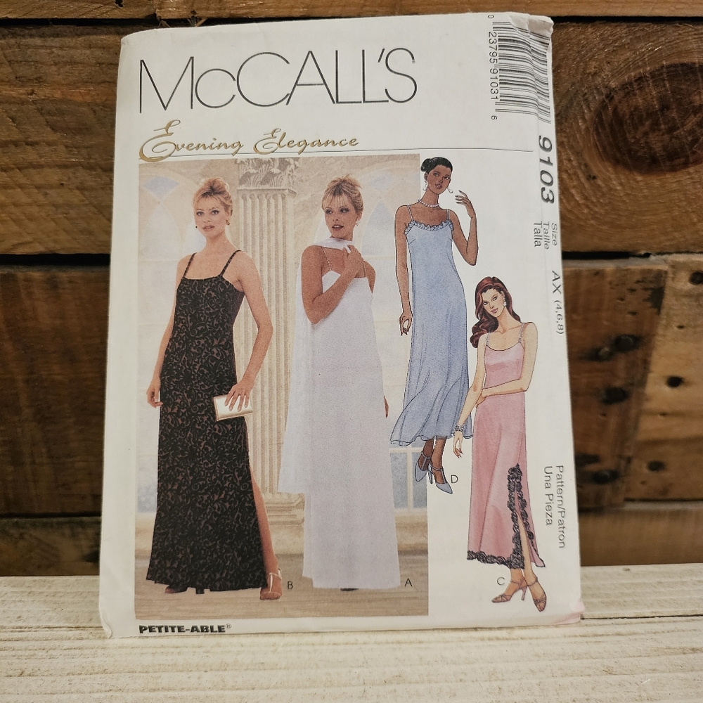 Vintage '97 McCall's Slip Dress Pattern 9103 Sizes 4-6-8 (4 Variations)